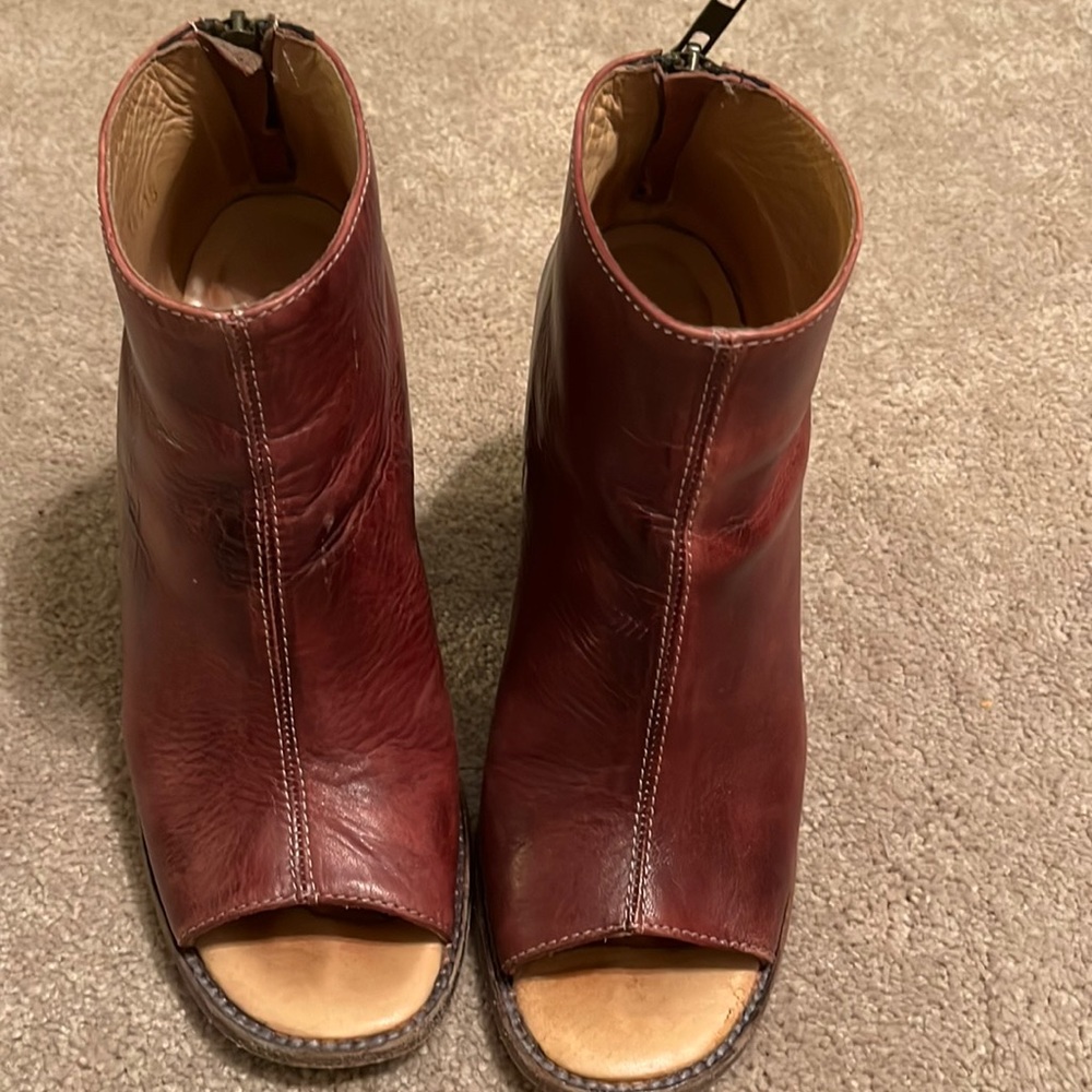 Bed Stu block heel peep toe bootie
